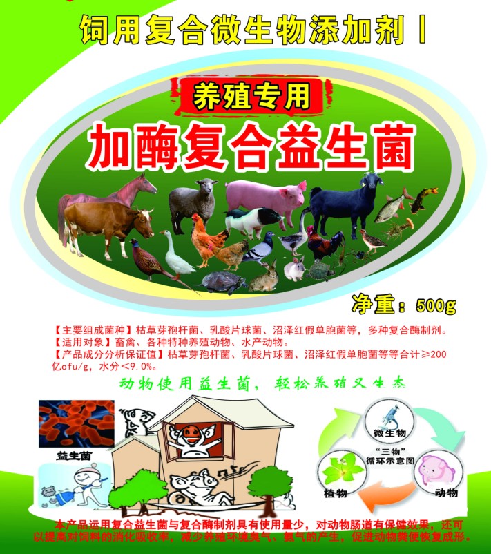 養(yǎng)殖專(zhuān)用加酶復(fù)合益生菌，養(yǎng)豬復(fù)合益生菌，養(yǎng)雞復(fù)合益生菌，鴨鵝養(yǎng)殖復(fù)合益生菌，牛羊養(yǎng)殖復(fù)合益生菌，特種動(dòng)物養(yǎng)殖復(fù)合益生菌，水產(chǎn)養(yǎng)殖復(fù)合益生菌